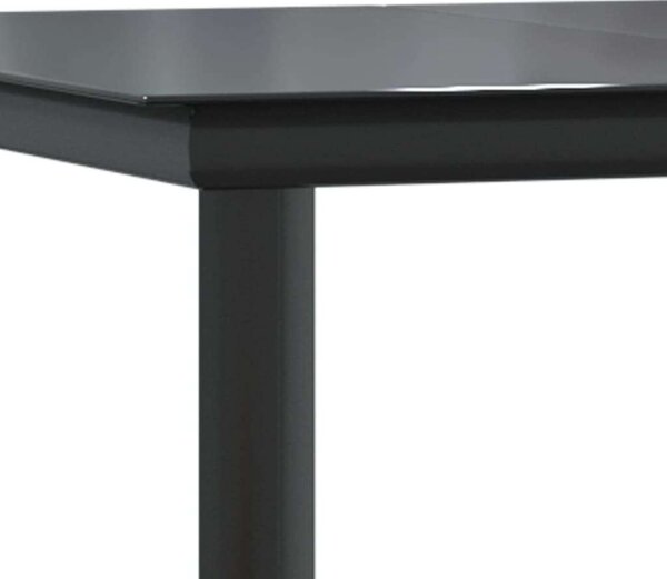 Polyrattan Kerti Étkezőgarnitúra - 8 Szék + Asztal - Fekete-Szürke