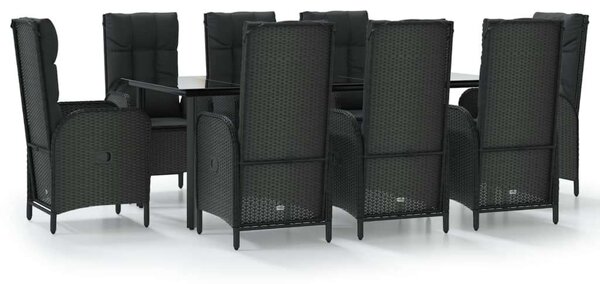 Polyrattan Kerti Étkezőgarnitúra - 8 Fős - Fekete