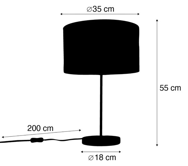 Asztali lámpa sárgaréz taupe bársonyernyővel 35 cm - Kaso
