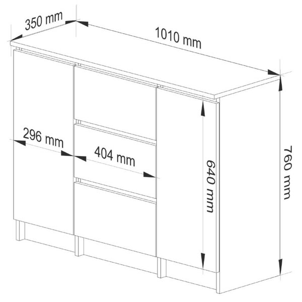 Akord K100 Modern Komód Laminált Beton-Fehér