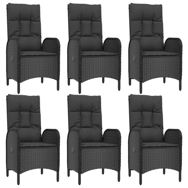 VidaXL 7 részes fekete polyrattan kerti étkezőgarnitúra párnával