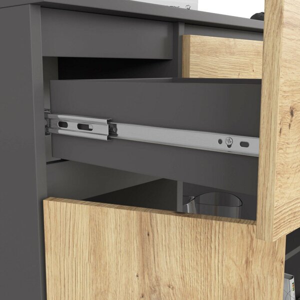 Akord K100 Modern Komód Laminált Grafit-Artisan Tölgy 6 Polcos