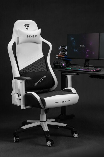 Gamer szék SENSE7 Spellcaster Senshi Edition nagy méret XL fotel, fehér