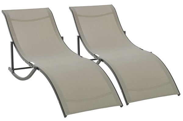 Outsunny, 2db nyugágy készlet, 61x165x63cm, PVC/poliészter, Khaki
