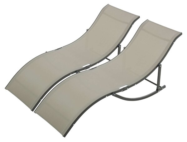 Outsunny, 2db nyugágy készlet, 61x165x63cm, PVC/poliészter, Khaki