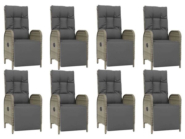 VidaXL 9 részes szürke polyrattan kerti étkezőgarnitúra párnával