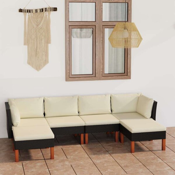 VidaXL Polyrattan Kerti Ülőgarnitúra - 6 részes - Fekete