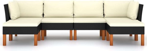 VidaXL Polyrattan Kerti Ülőgarnitúra - 6 részes - Fekete