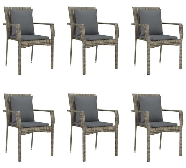 Polyrattan Kerti Étkezőgarnitúra - 7 részes - Fekete-Szürke