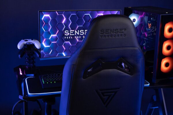 Gamer szék SENSE7 Vanguard- bőr, fekete
