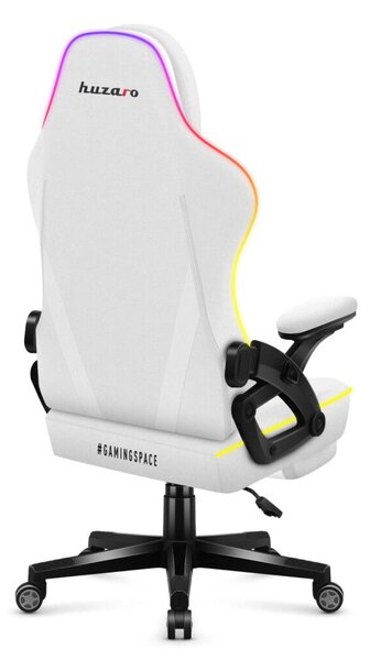 Gamer szék, RGB Smart LED, lábtartóval fehér