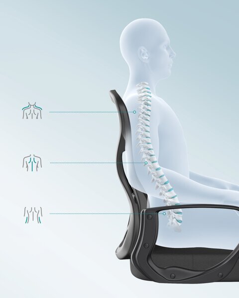 SONGMICS ergonomikus irodai szék hálós háttámlával ágyéktámasszal fekete