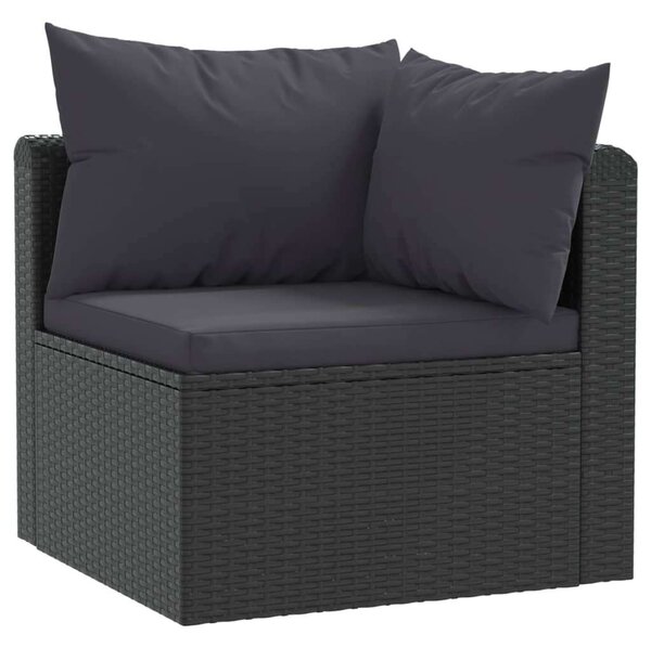 VidaXL 2-részes fekete polyrattan kerti ülőgarnitúra párnákkal