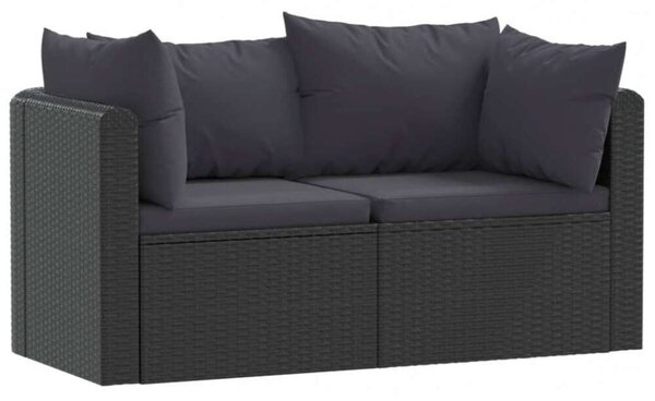 VidaXL 2-részes fekete polyrattan kerti ülőgarnitúra párnákkal