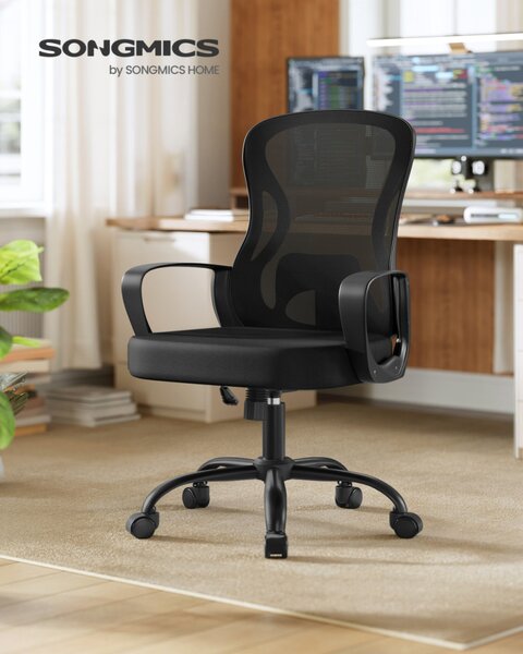 SONGMICS ergonomikus irodai szék hálós háttámlával ágyéktámasszal fekete