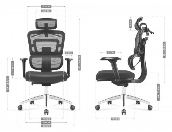 Expert 4.9 Ergonomikus ortopéd kényelmes irodai forgószék , deréktámasz fekete