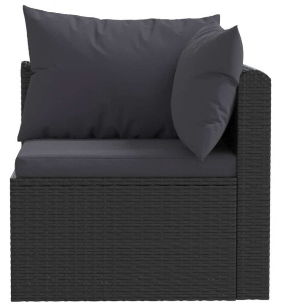 VidaXL 2-részes fekete polyrattan kerti ülőgarnitúra párnákkal