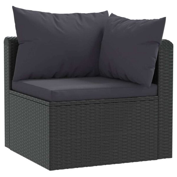 VidaXL 2-részes fekete polyrattan kerti ülőgarnitúra párnákkal
