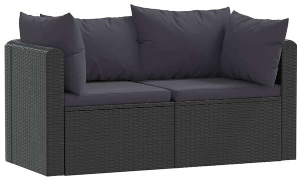 VidaXL 2-részes fekete polyrattan kerti ülőgarnitúra párnákkal