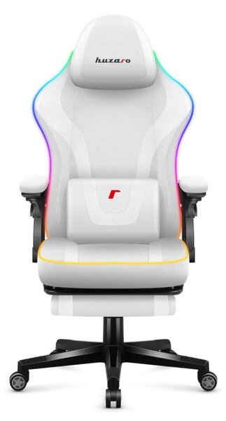 Gamer szék, RGB Smart LED, lábtartóval fehér