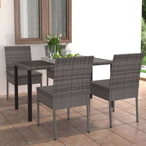 Polyrattan Kerti Étkezőgarnitúra - 5 részes - Szürke