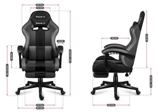 Gamer szék, Force, lábtartóval szürke