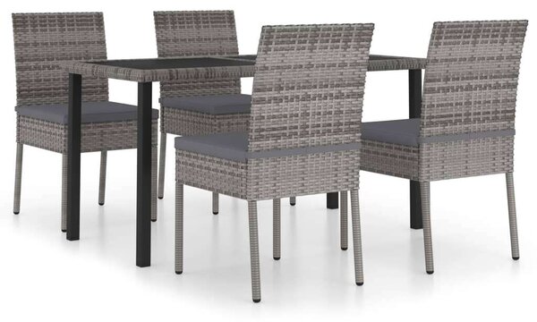 Polyrattan Kerti Étkezőgarnitúra - 5 részes - Szürke