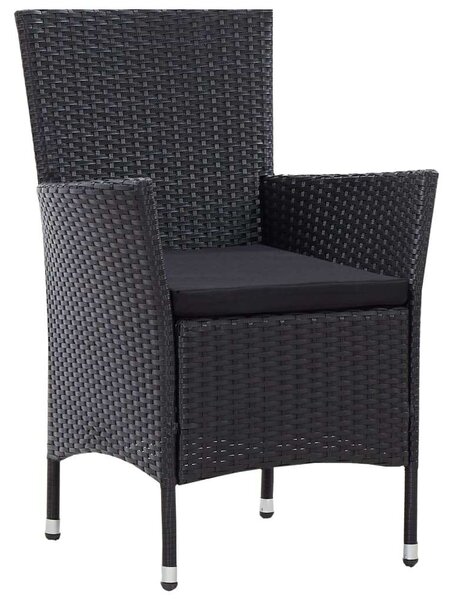 Kertbútor - Polyrattan Étkezőgarnitúra - Fekete - 5 részes