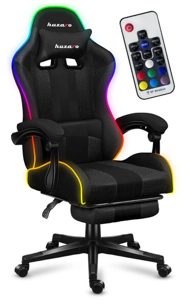Gamer szék, Pro Force RGB hálós ,lábtartóval ,fekete