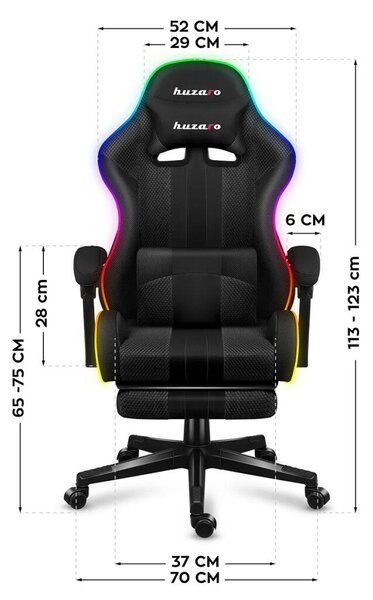 Gamer szék, Pro Force RGB hálós ,lábtartóval ,fekete