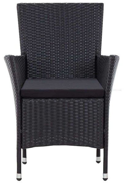 Kertbútor - Polyrattan Étkezőgarnitúra - Fekete - 5 részes