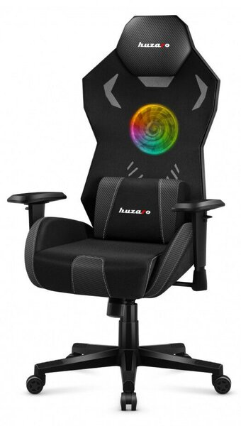 Gamer szék, LED RGB világítás és beépített ventilátor, fekete