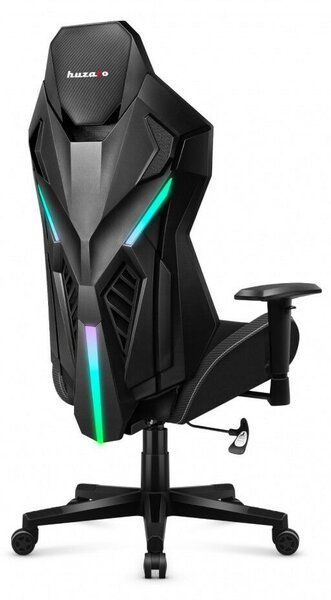 Gamer szék, LED RGB világítás és beépített ventilátor, fekete
