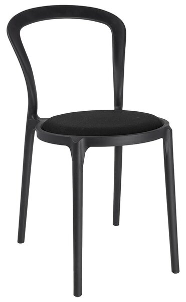 King Home SLIM Polipropilén Szék Fekete Szövet Párnával