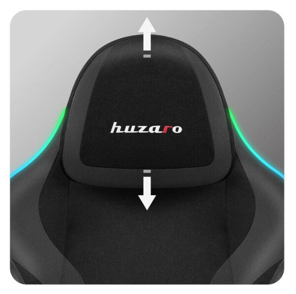 Gamer szék RGB smart , szövet, lábtartó, LED világítással, fekete