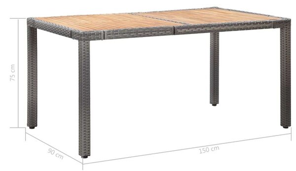 Polyrattan Kültéri Étkezőgarnitúra - 7 részes - Szürke