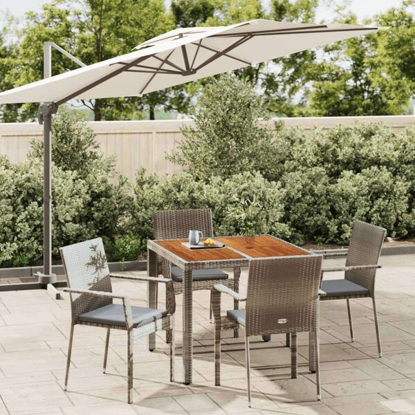 Polyrattan Kerti Étkezőgarnitúra - 5 részes - Szürke