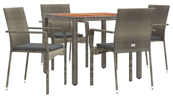 Polyrattan Kerti Étkezőgarnitúra - 5 részes - Szürke