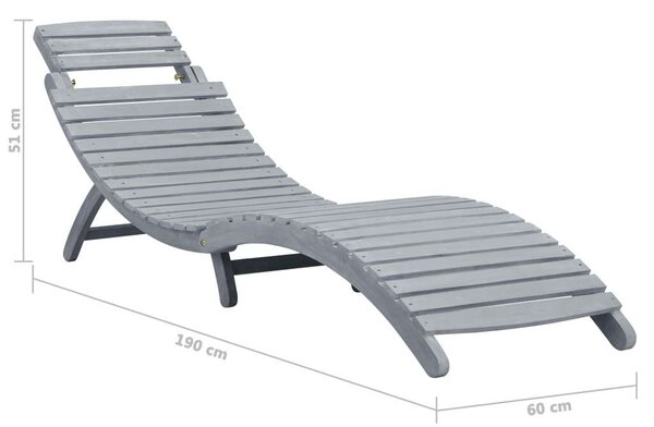 VidaXL Akácfa Napozóágy - Szürke - 190cm