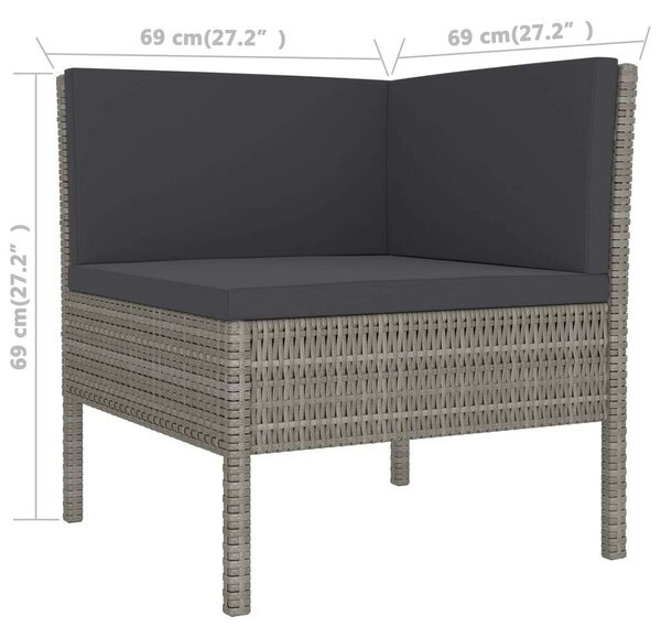 Polyrattan Kerti Ülőgarnitúra - 11 részes - Szürke