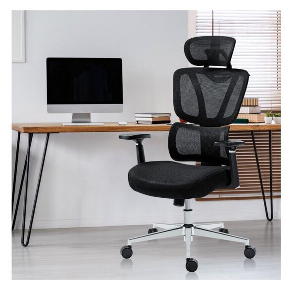 Ergonomikus forgószék ortopéd kényelmes, deréktámasz fekete