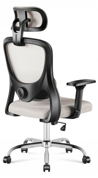 Ergonomikus irodai forgószék kartámaszokkal, deréktámasszal, hálós anyaggal, szürke