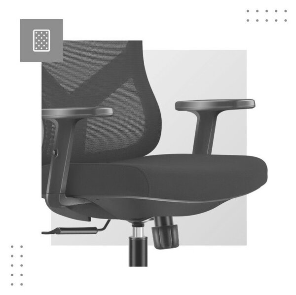 Ergonomikus irodai forgószék, állítható magasság, fejtámla és deréktámasz, hálós anyag, fekete