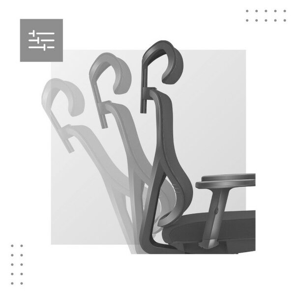 Ergonomikus irodai forgószék, állítható magasság, fejtámla és deréktámasz, hálós anyag, fekete