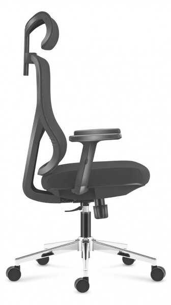 Ergonomikus irodai forgószék, állítható magasság, fejtámla és deréktámasz, hálós anyag, fekete
