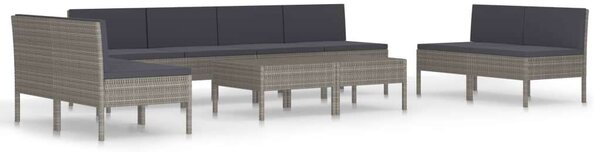Polyrattan Kerti Bútorszett - 10 részes - Szürke