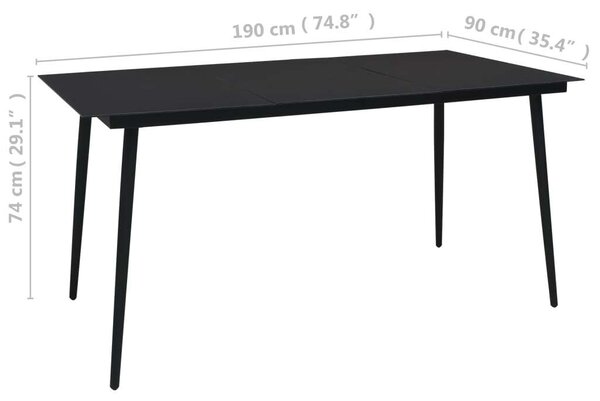 Kültéri Étkezőgarnitúra - Fekete PVC Rattan - 8 Fős
