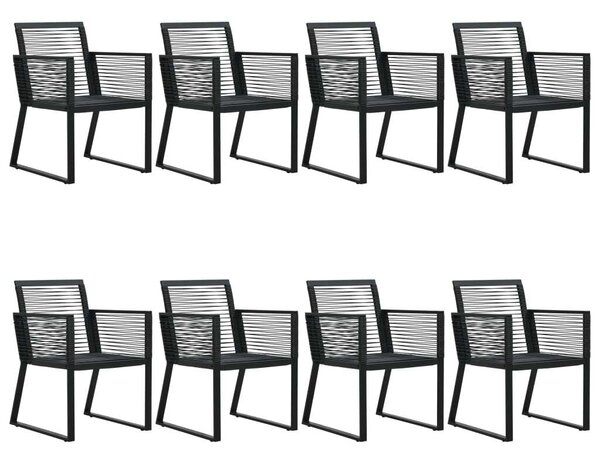 Kültéri Étkezőgarnitúra - Fekete PVC Rattan - 8 Fős