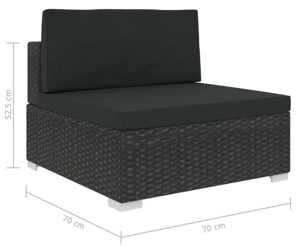 Polyrattan Kerti Bútorszett - 6 részes - Fekete