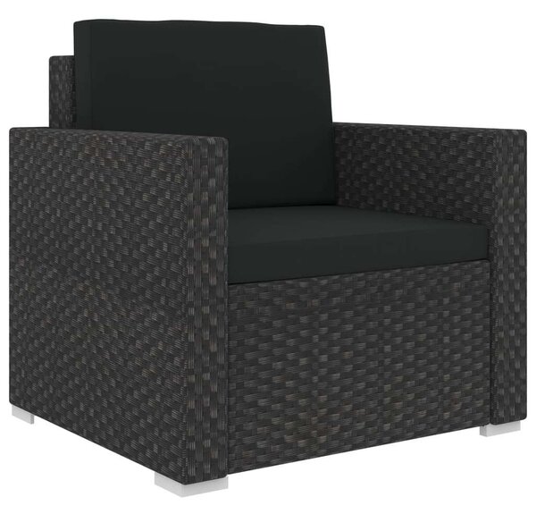 Polyrattan Kerti Bútorszett - 6 részes - Fekete